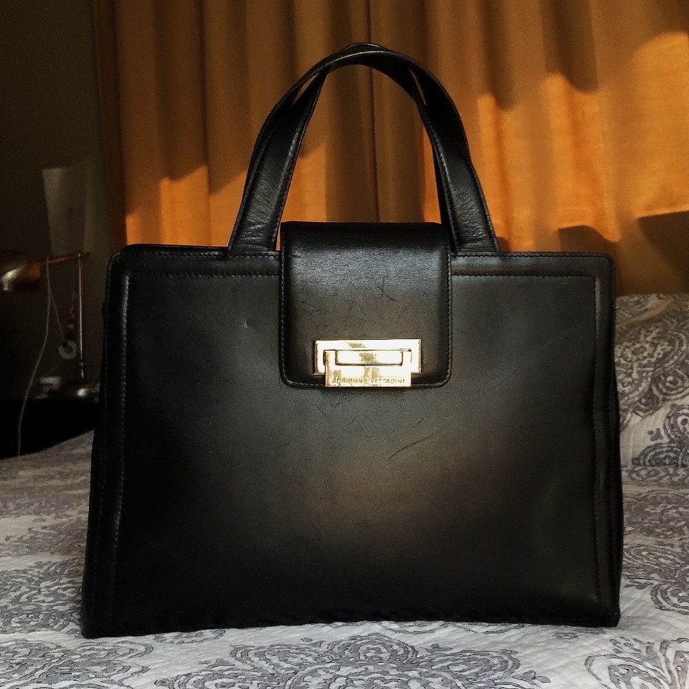 Vintage Black Structured Adrienne Vittadini Bag